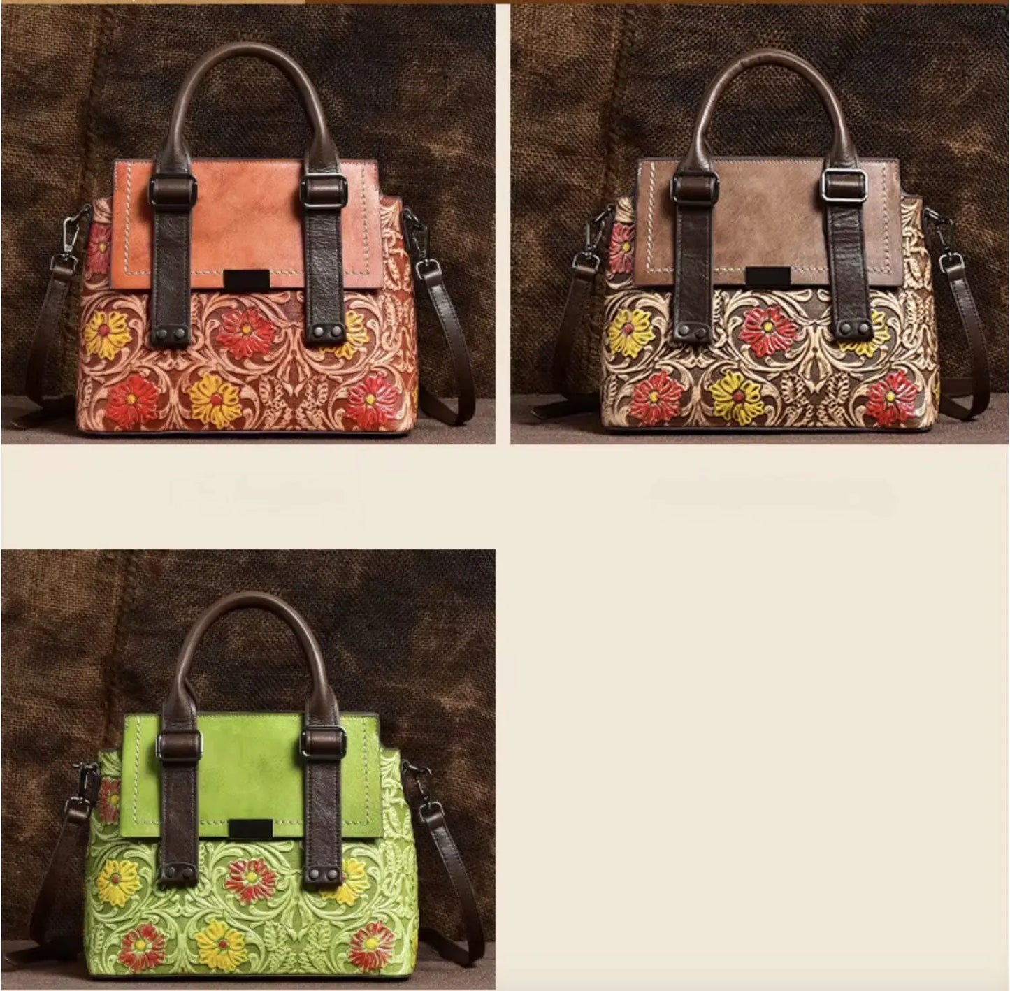 New Fendiz Genuine Leather Handbag Handmade Vintage Satchel Retro Cowhide Crossbody Purse Hobo Bags Fendiz