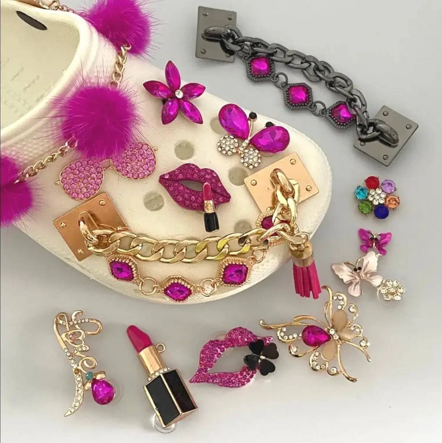 Bling fashion Shoe Charms – Cute Chain Decorations Accessories for Girls & Women Gifts