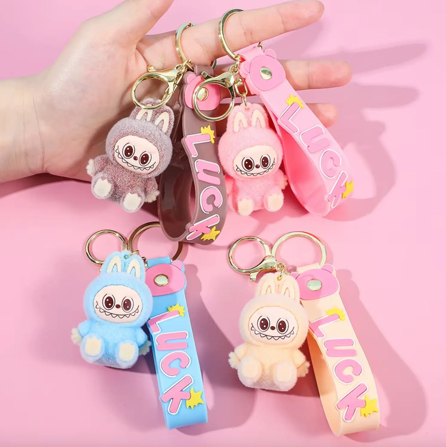 Fendiz Labubu key chain anime cartoon keychain backpack decoration car key accessories Fendiz