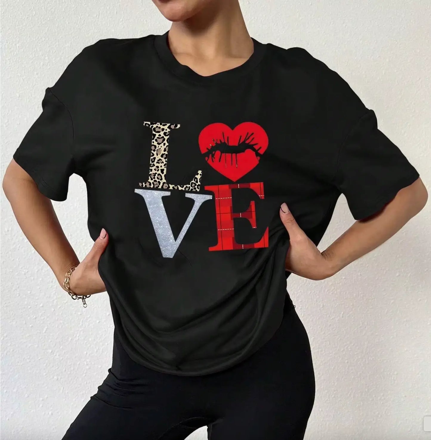 Fendiz Simple Popular LOVE Print Tshirt Sweatshirt Women t Shirt Casual Tee Outfit Short Sleeves Fendiz