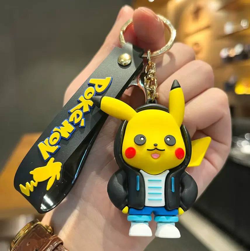 Pikachu Keychain Series Cartoon Doll Car and School Bag Pendant Key Chain Metal