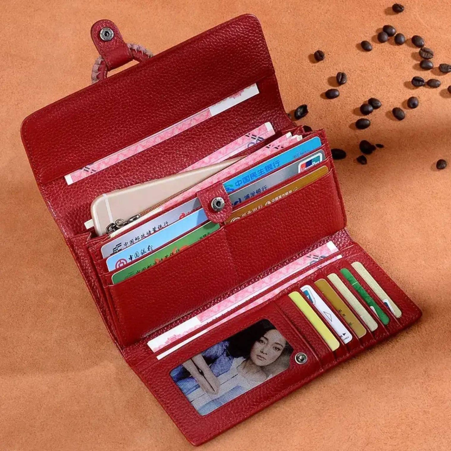 New Large Wallet PU Leather Retro For Credit Cards, Driver License, Money