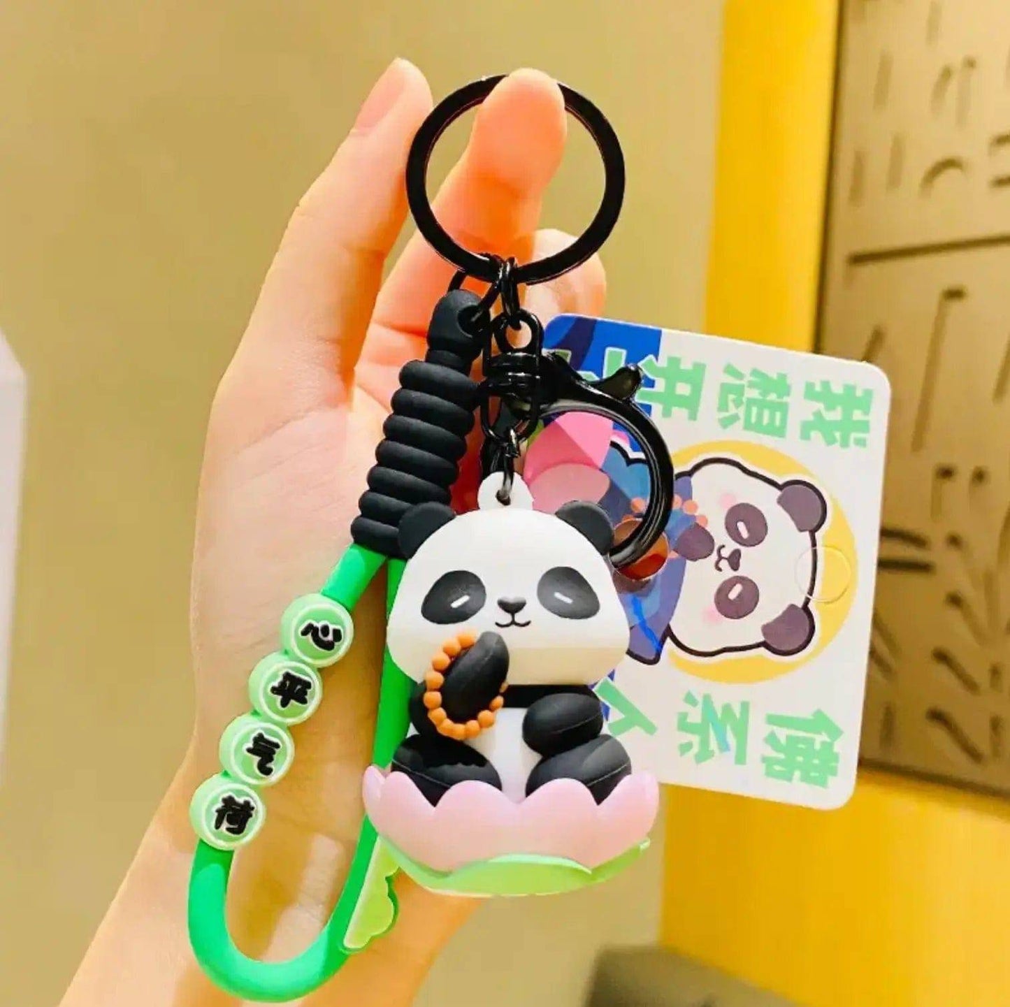 New Cat keychains Toy 3D Cartoon Characters Cute Lucky Light Panda Cat