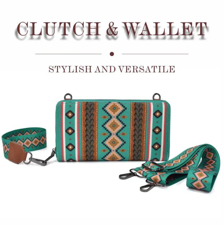 Fendiz Bohemian Style Retro Zipper Canvas Clutch for Women Purse Crossbody Waterproof Wallet