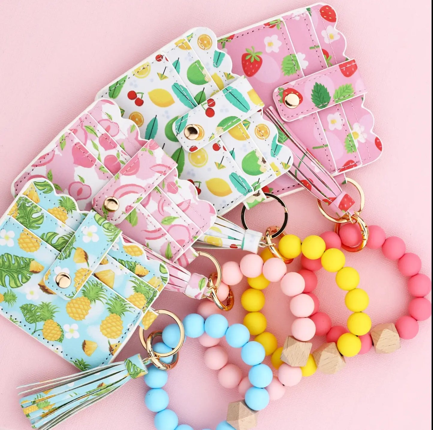 Fendiz Silicone Bracelet Wristlet Wallet Credit Card Holder RFID,ID Window,Key Ring Tassel,Slim Wallet Women Keychain Purse - Fendiz