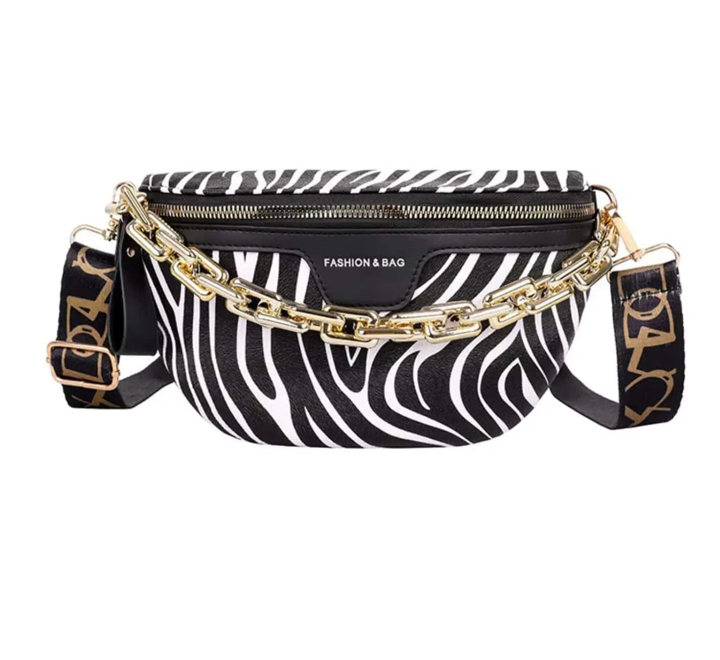 Thick Chain Fanny Pack Chest Bag Plaid Leather Waist Bag Crossbody Fashionable Belt Bag for Club Party Beach Travel