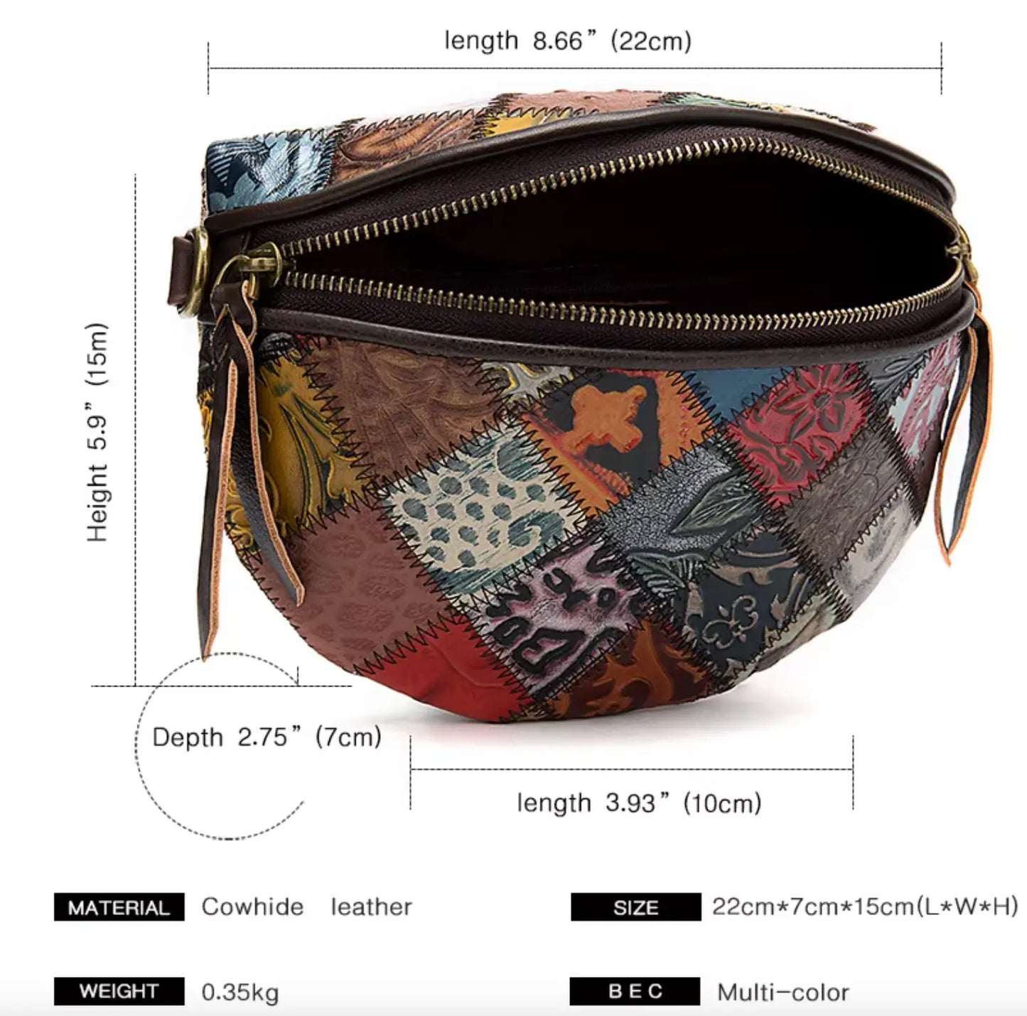 New Elegant Andong Shoulder Sling Bag Genuine Cow Leather Retro Classic Fendiz
