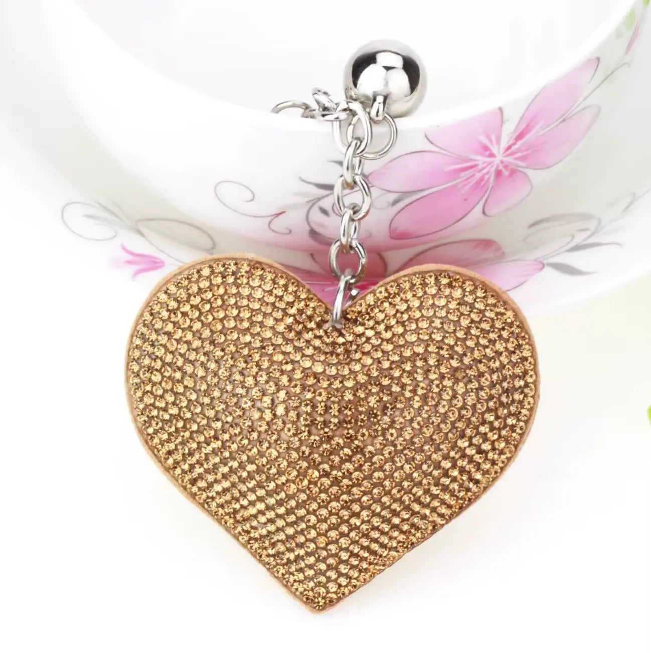 Fendiz Glitter Keychain Premium SS6 Crystal Tassel Key Chain Leather Bag Charm Fendiz