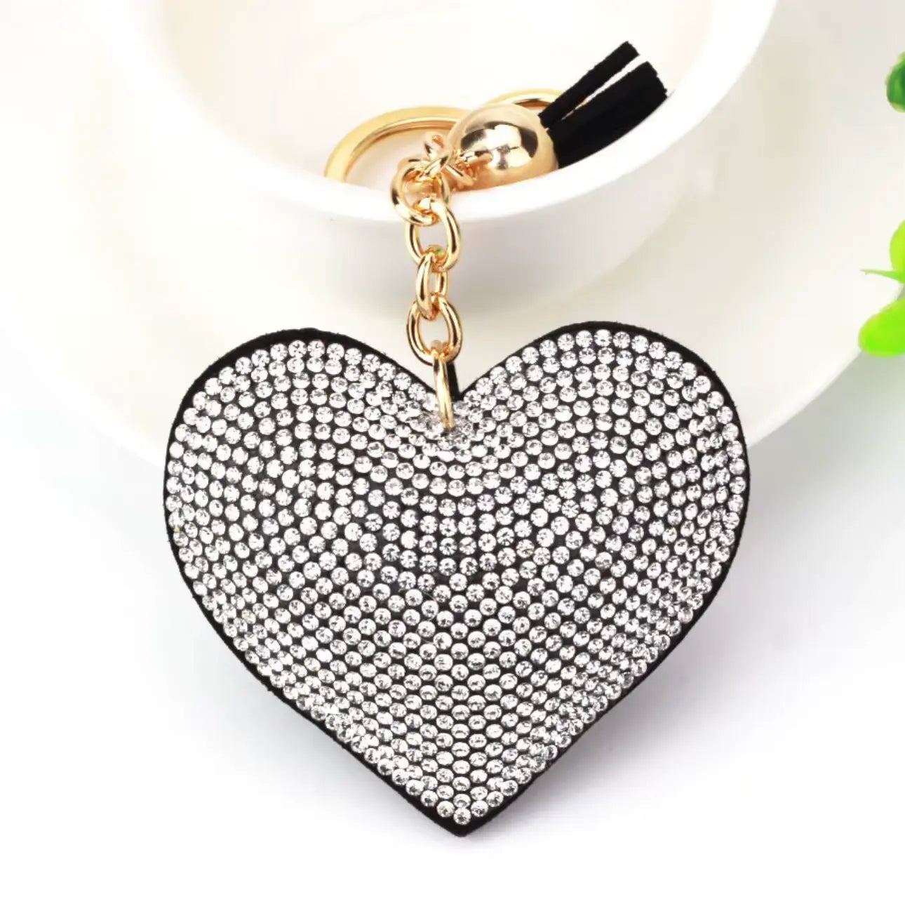 Fendiz Glitter Keychain Premium SS6 Crystal Tassel Key Chain Leather Bag Charm Fendiz