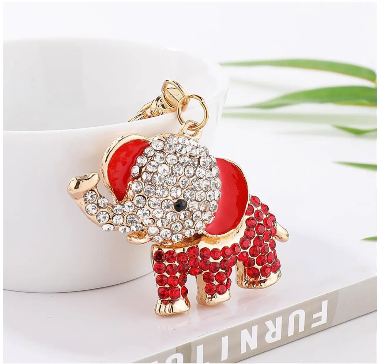 Bling Rhinestone Crystal Elephant Keychain Lucky Crystal Personalized Charms Glitter Fendiz