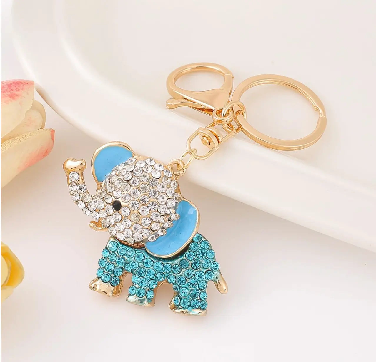 Bling Rhinestone Crystal Elephant Keychain Lucky Crystal Personalized Charms Glitter Fendiz