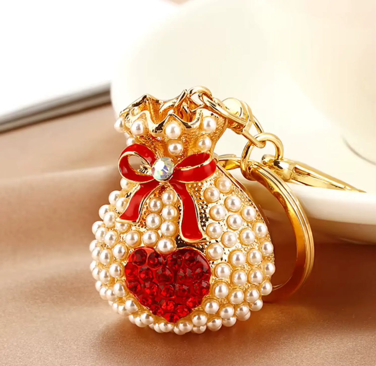 Fendiz Cute Creative Alloy Crystal Heart Shape Keychain - Fendiz