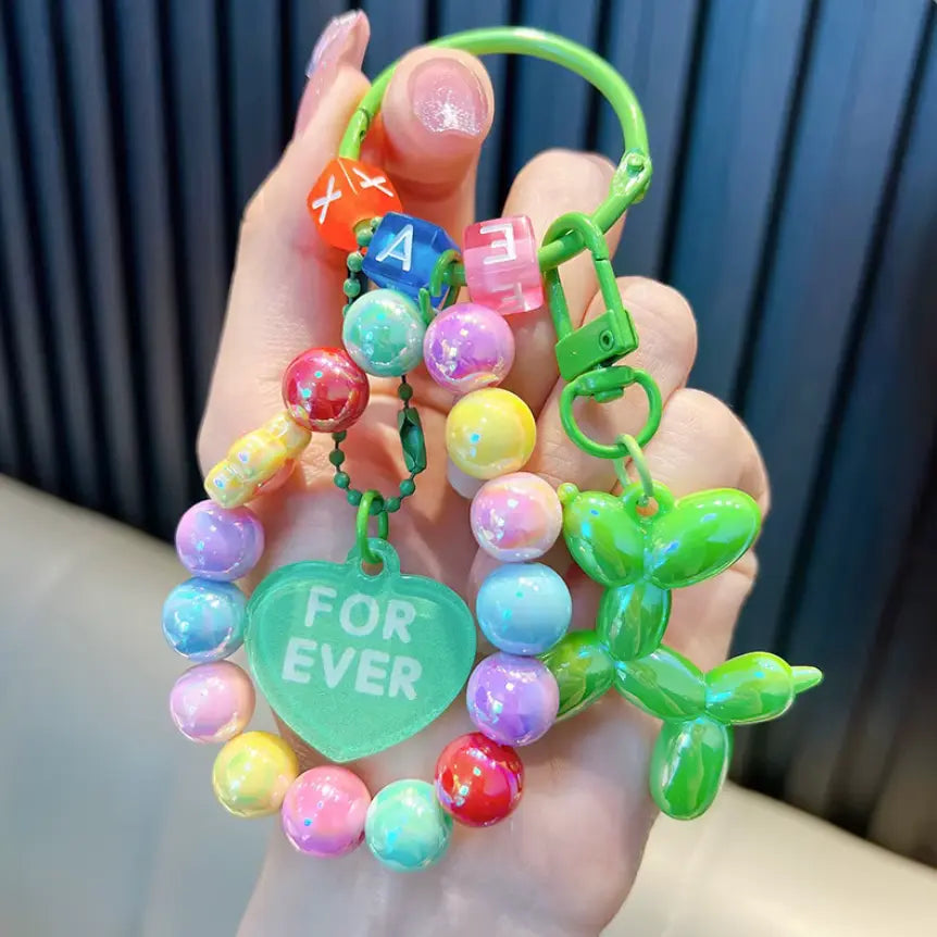 Mobile Phone Chain Bracelet Creative Couple Car Bag Acrylic, Beaded Balloon Dog