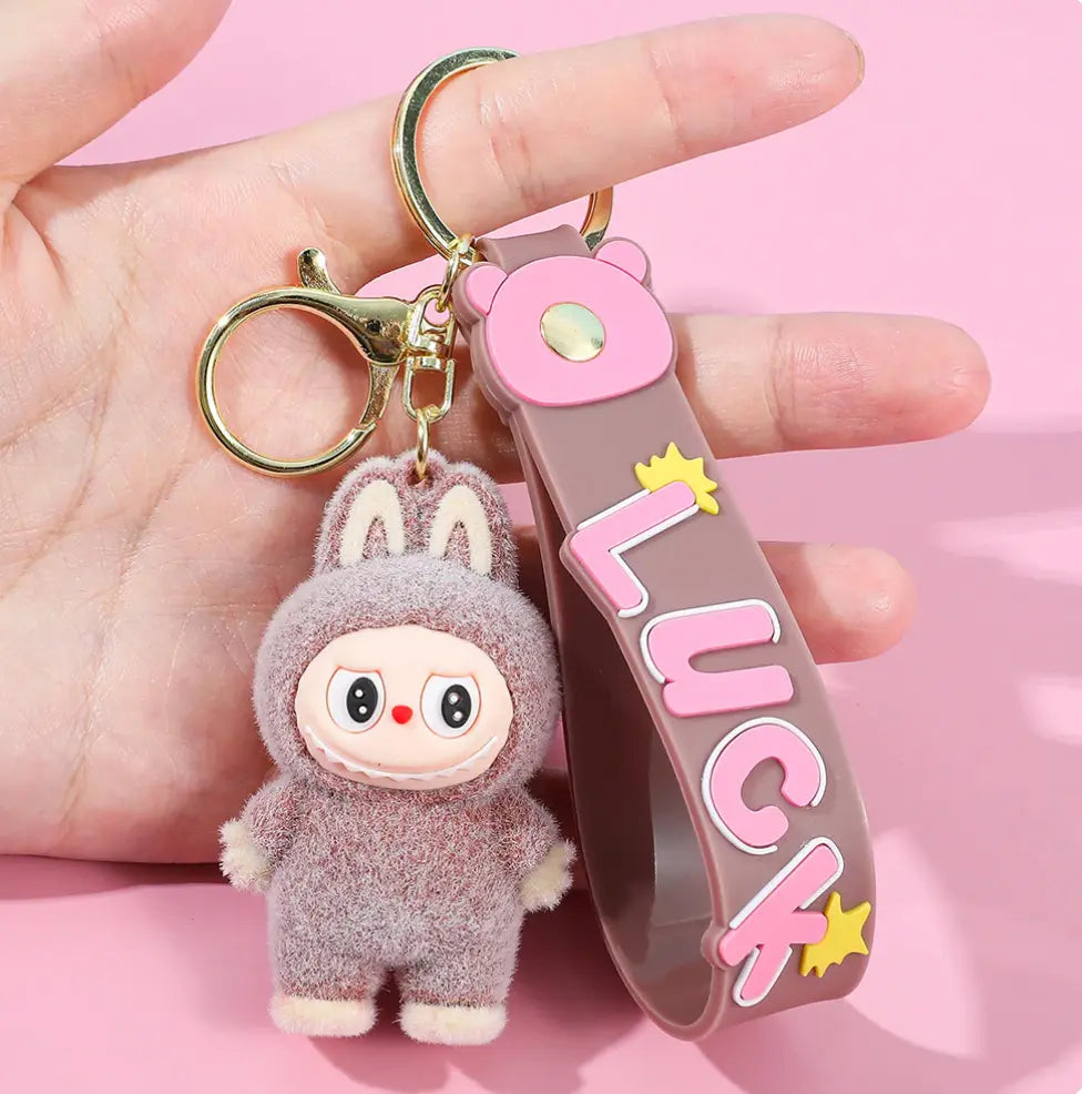 Fendiz Labubu Key Chain Anime Cartoon Keychain Backpack Decoration Car Key Accessories