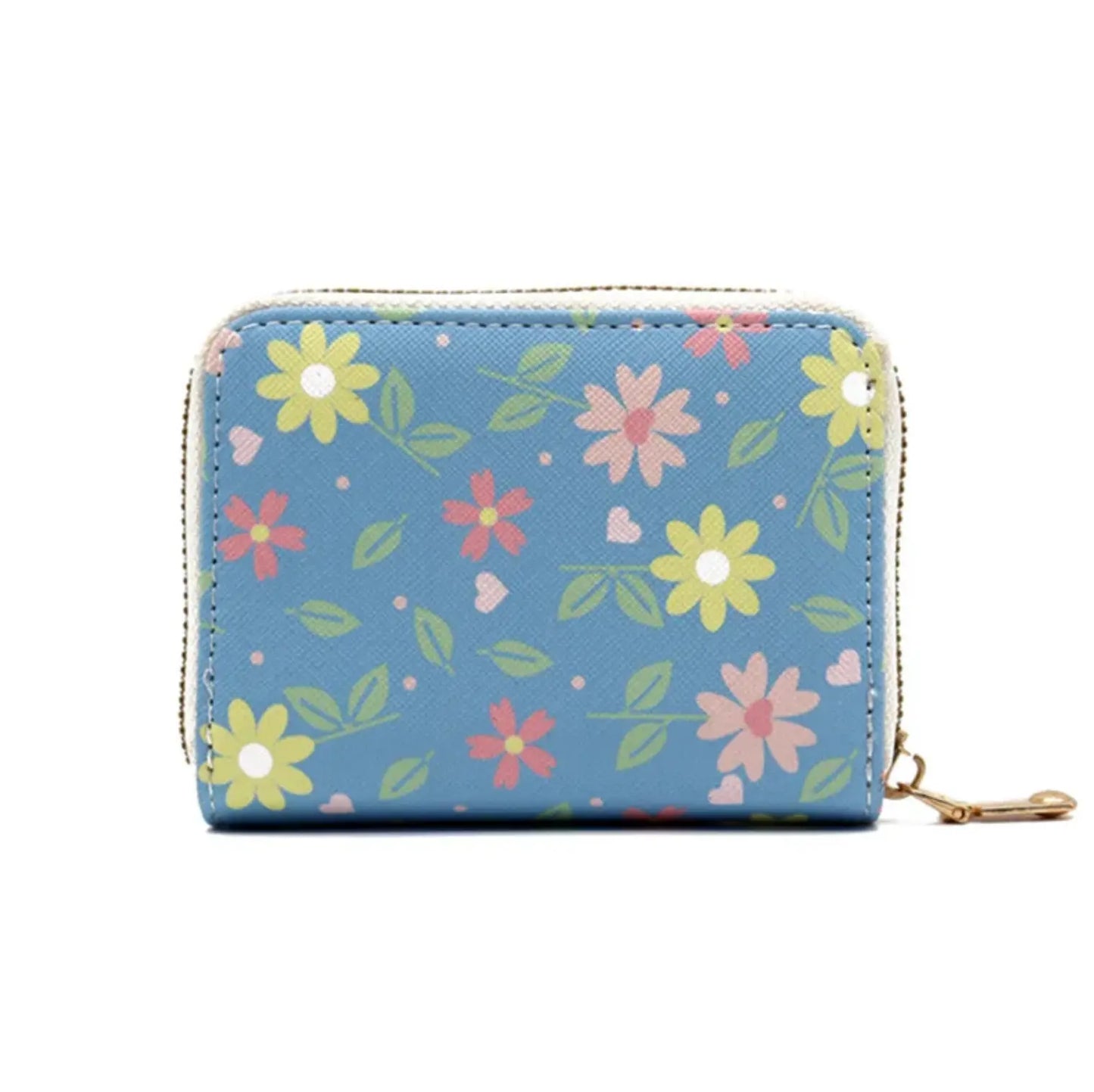 Fendiz Credit Card Holder Wallet for Women Cute Leather Wallets Purse Aesthetic Print Flower Floral Modern Design Rfid Zipper Around