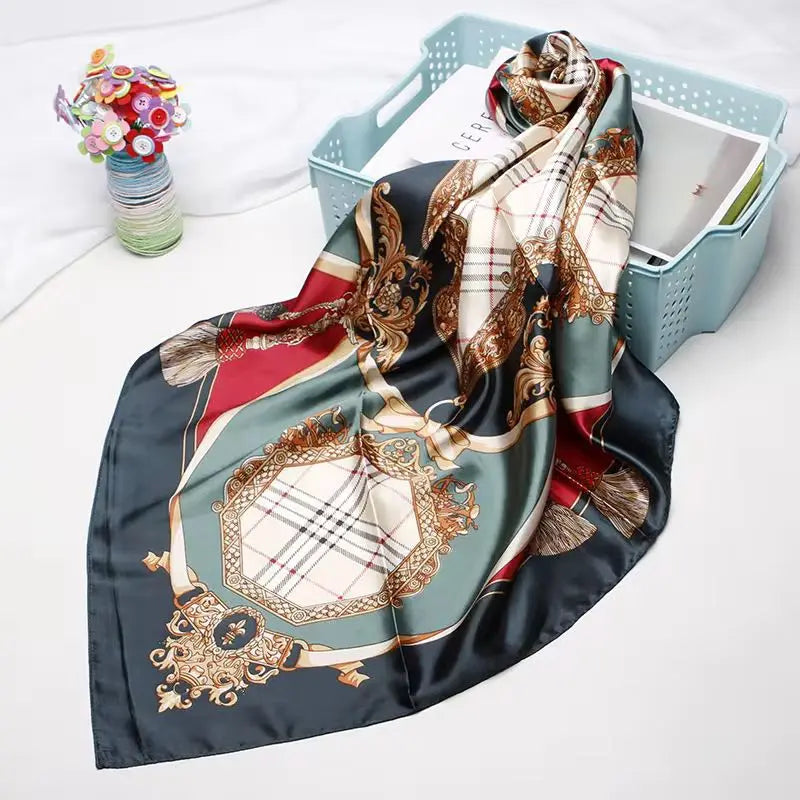 Soft Printed Square Scarf Stain Silk Neckerchief Leopard Large Silky Bandanas Scarves 35"X 35" Fendiz
