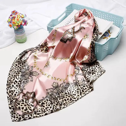 Soft Printed Square Scarf Stain Silk Neckerchief Leopard Large Silky Bandanas Scarves 35"X 35" Fendiz