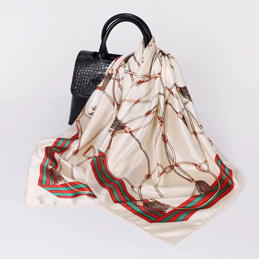 Soft Printed Square Scarf Stain Silk Neckerchief Leopard Large Silky Bandanas Scarves 35"X 35" Fendiz