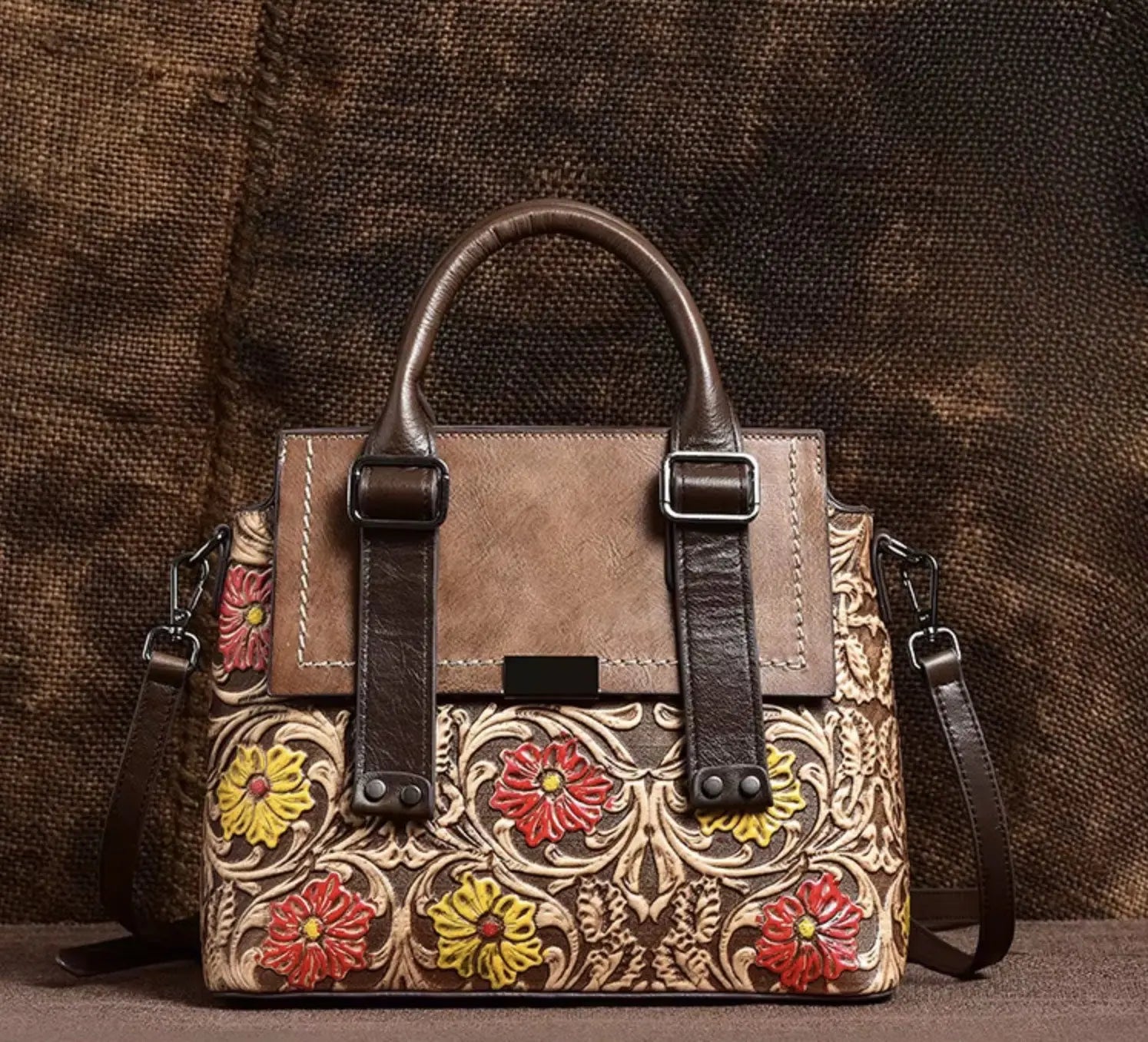 New Fendiz Genuine Leather Handbag  Handmade Vintage Satchel Retro Cowhide Crossbody Purse Hobo Bags Fendiz