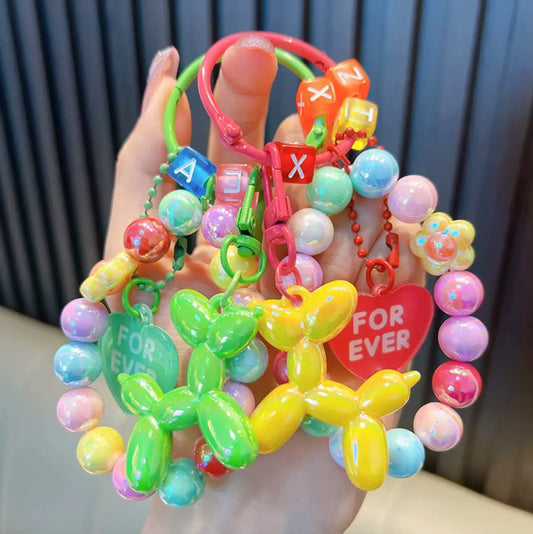 Mobile Phone Chain Bracelet Creative Couple Car Bag Acrylic, Beaded Balloon Dog - Fendiz