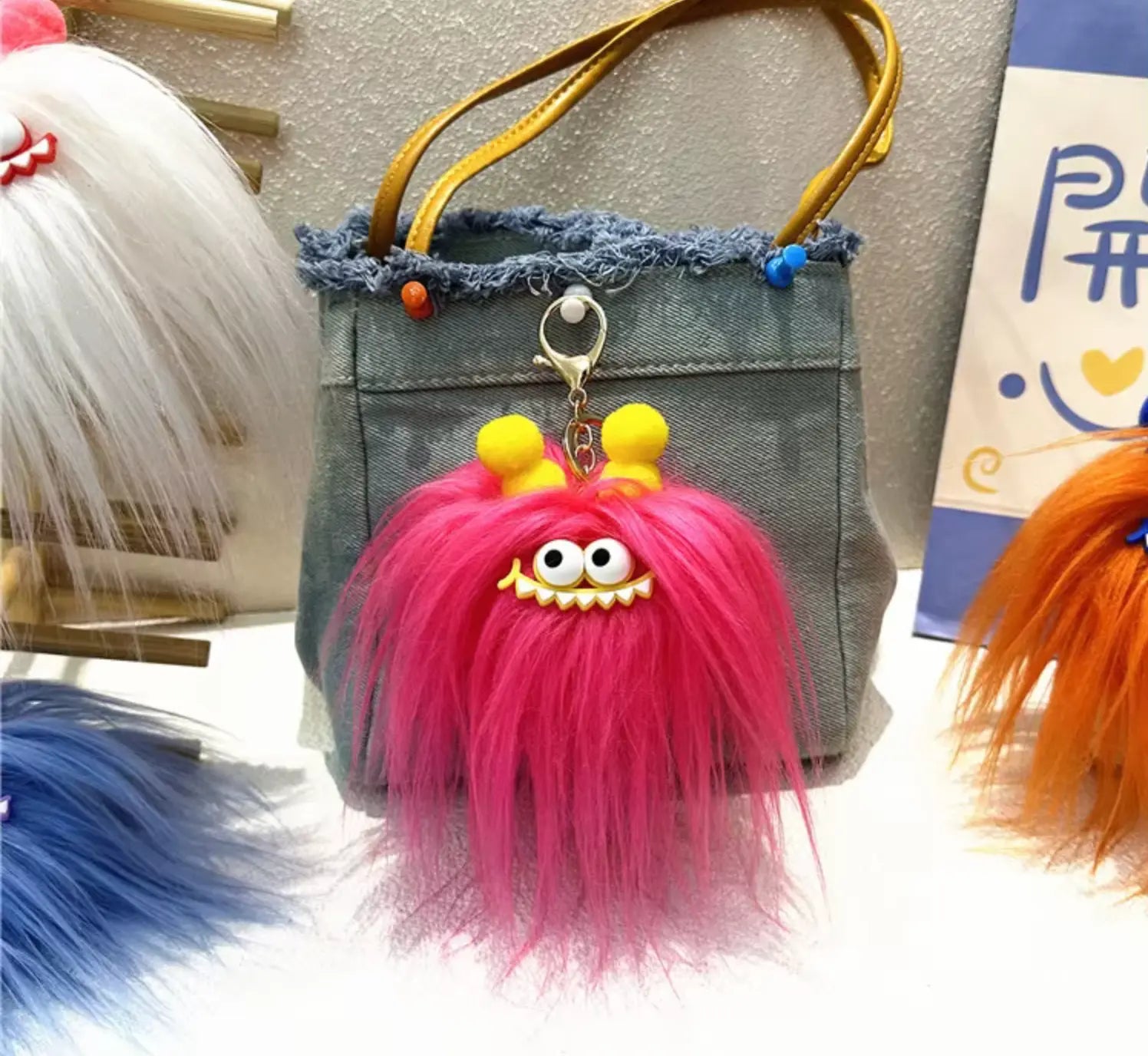 New Cute Stars Cute Cartoon Monster Plush Keychain Monster Plush Toy Doll Sausage Creative Ugly Plush Doll Fendiz