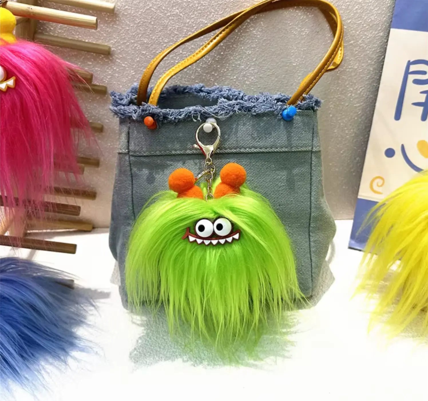 New Cute Stars Cute Cartoon Monster Plush Keychain Monster Plush Toy Doll Sausage Creative Ugly Plush Doll Fendiz