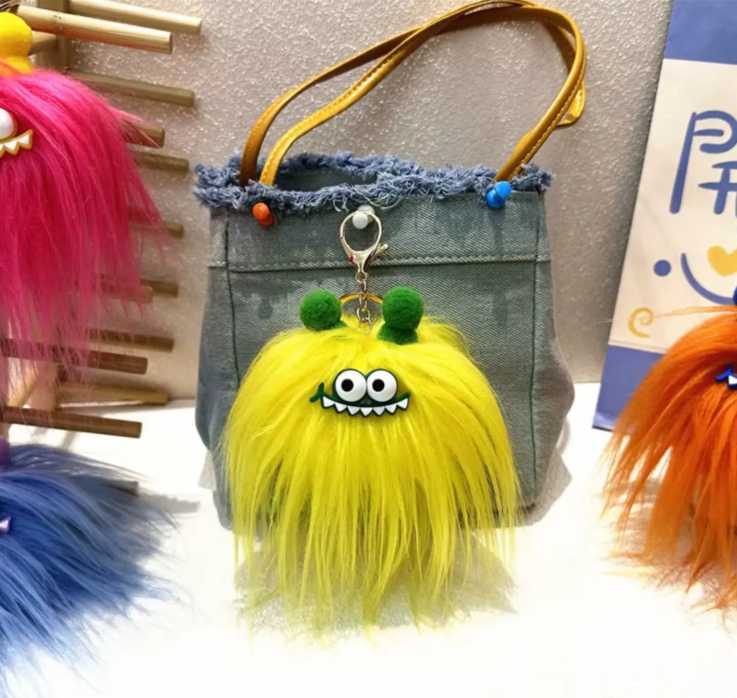 New Cute Stars Cute Cartoon Monster Plush Keychain Monster Plush Toy Doll Sausage Creative Ugly Plush Doll Fendiz
