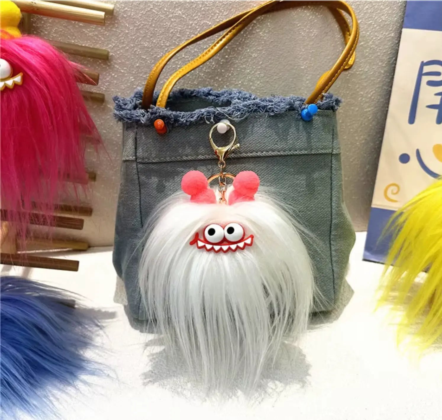 New Cute Stars Cute Cartoon Monster Plush Keychain Monster Plush Toy Doll Sausage Creative Ugly Plush Doll Fendiz