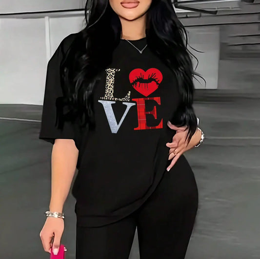 Fendiz Simple Popular LOVE Print Tshirt Sweatshirt Women t Shirt Casual Tee Outfit Short Sleeves Fendiz