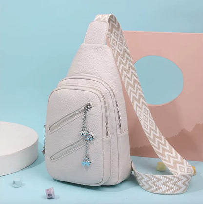Fendiz Sling Bag Cross Body Bag Trendy Leather Crossbody Purse Chest Bag with Adjustable Guitar Strap for Travel Fendiz