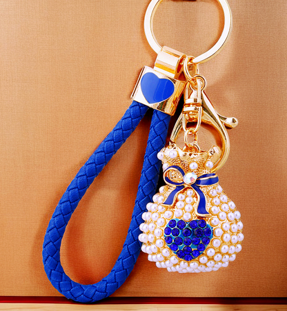 Fendiz Cute Creative Alloy Crystal Heart Shape Keychain