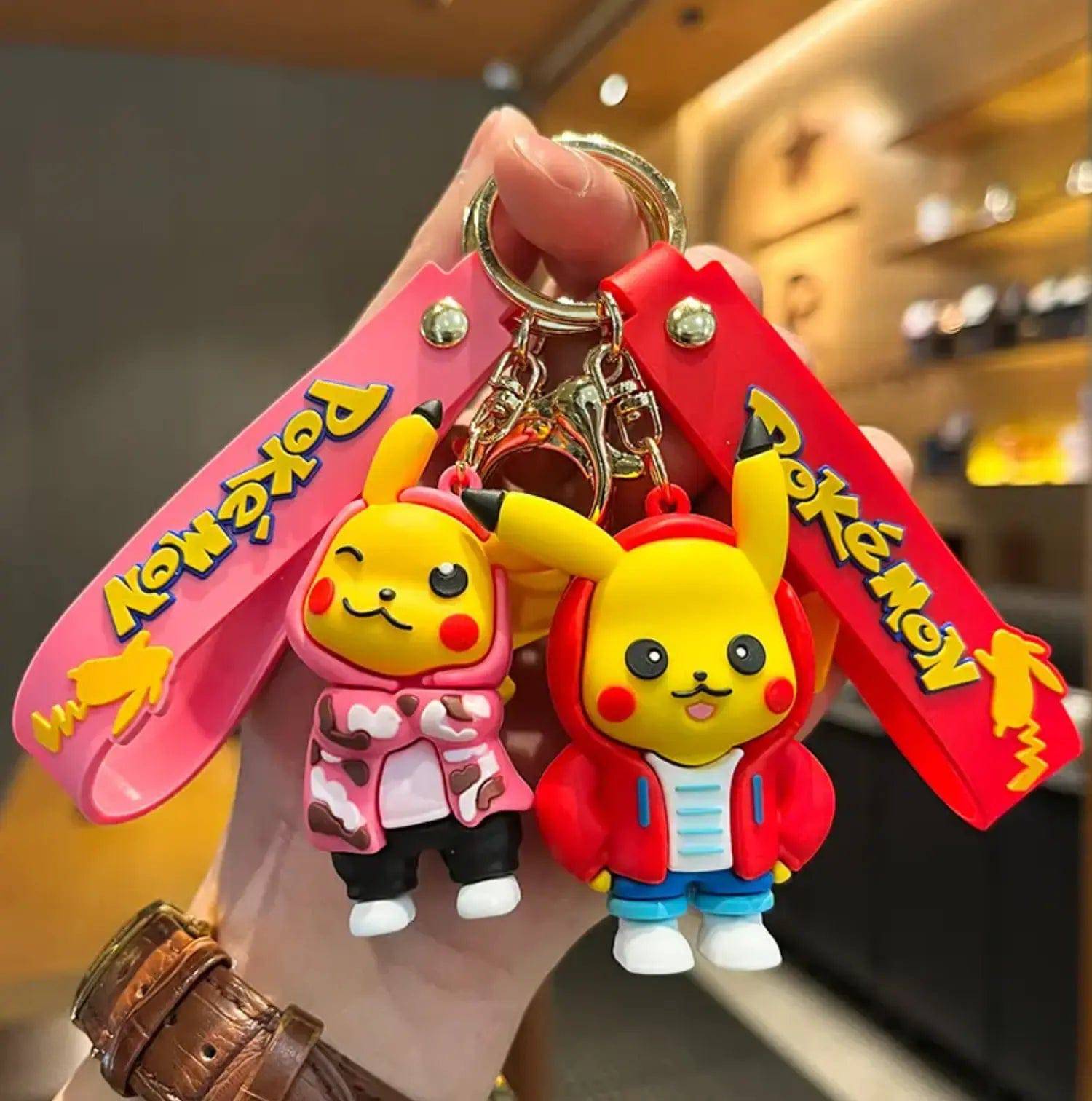 Pikachu Keychain Series Cartoon Doll Car and School Bag Pendant Key Chain Metal