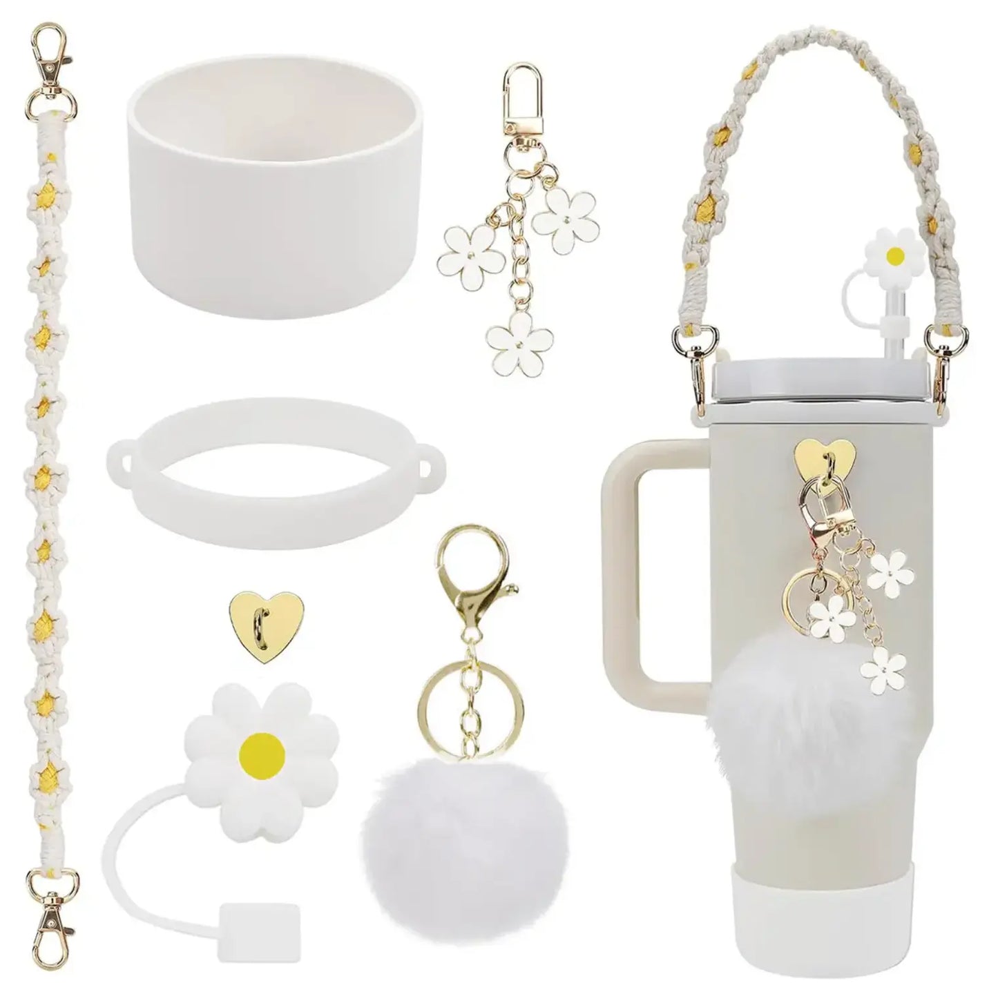 New 7pcs Cup Accessories Set for Cup Tumbler Straw Cover Not Including The Cup. - Fendiz