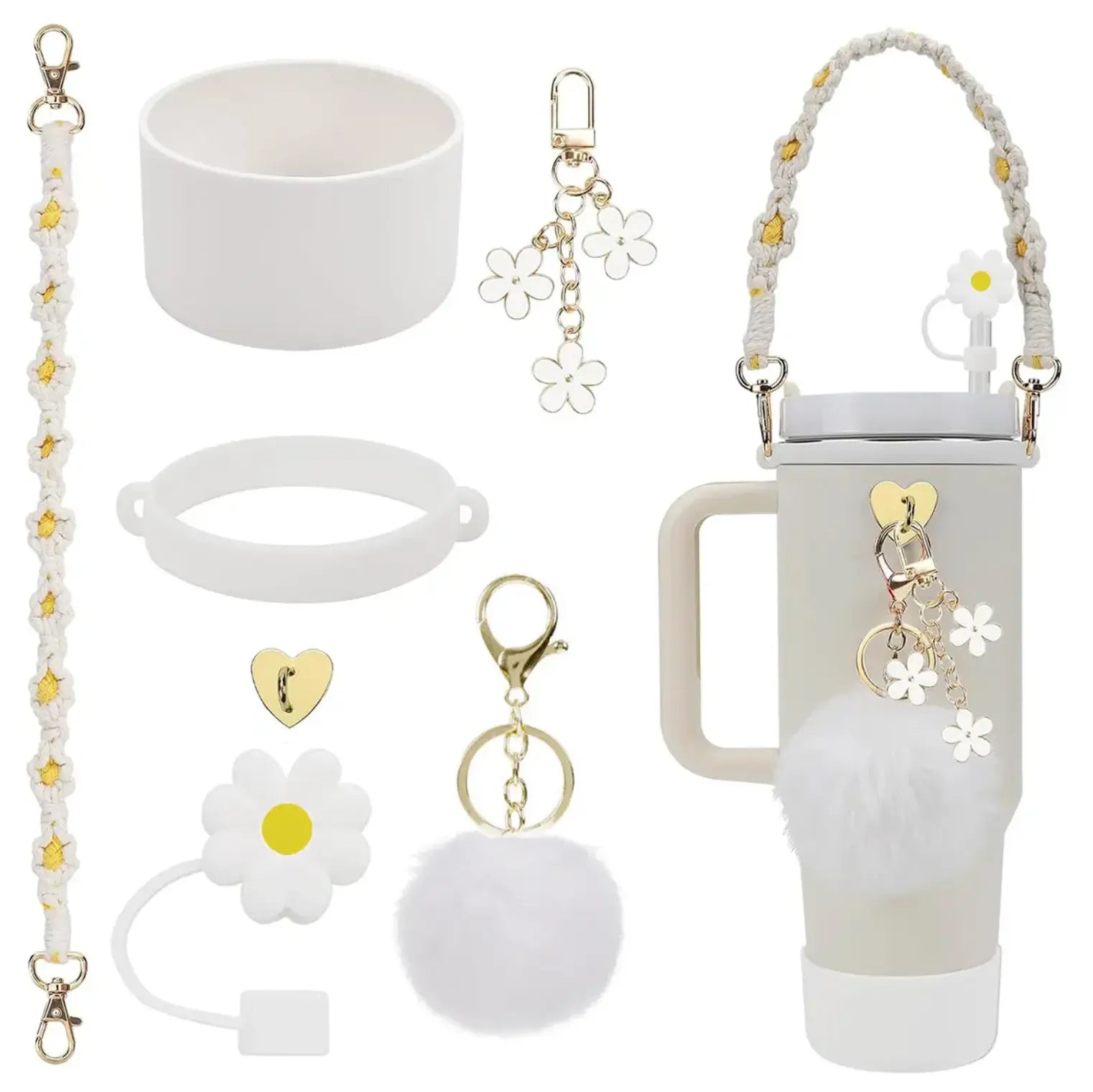 New 7pcs Cup Accessories Set for Cup Tumbler Straw Cover Not Including The Cup. - Fendiz