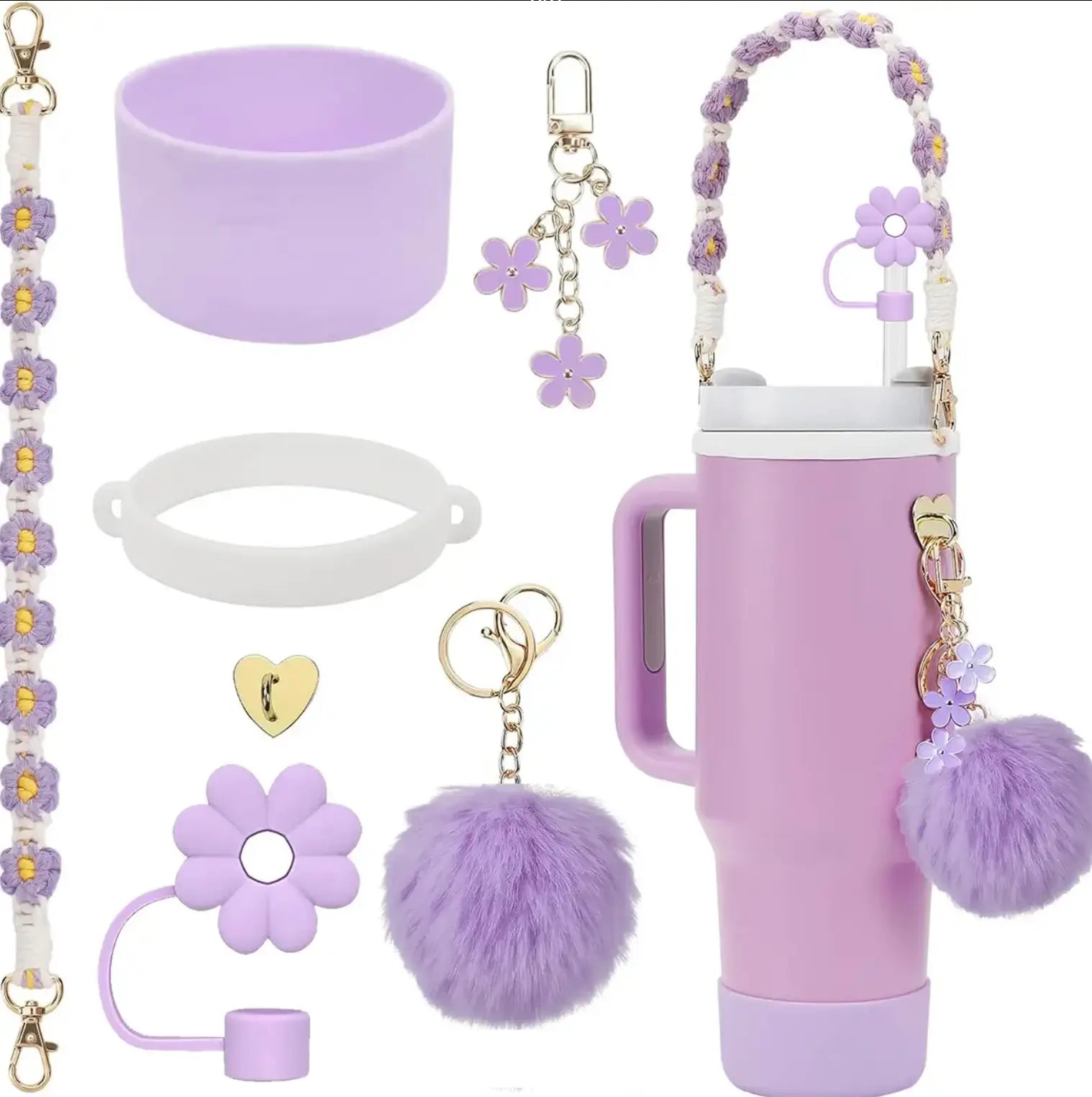 New 7pcs Cup Accessories Set for Cup Tumbler Straw Cover Not Including The Cup. - Fendiz