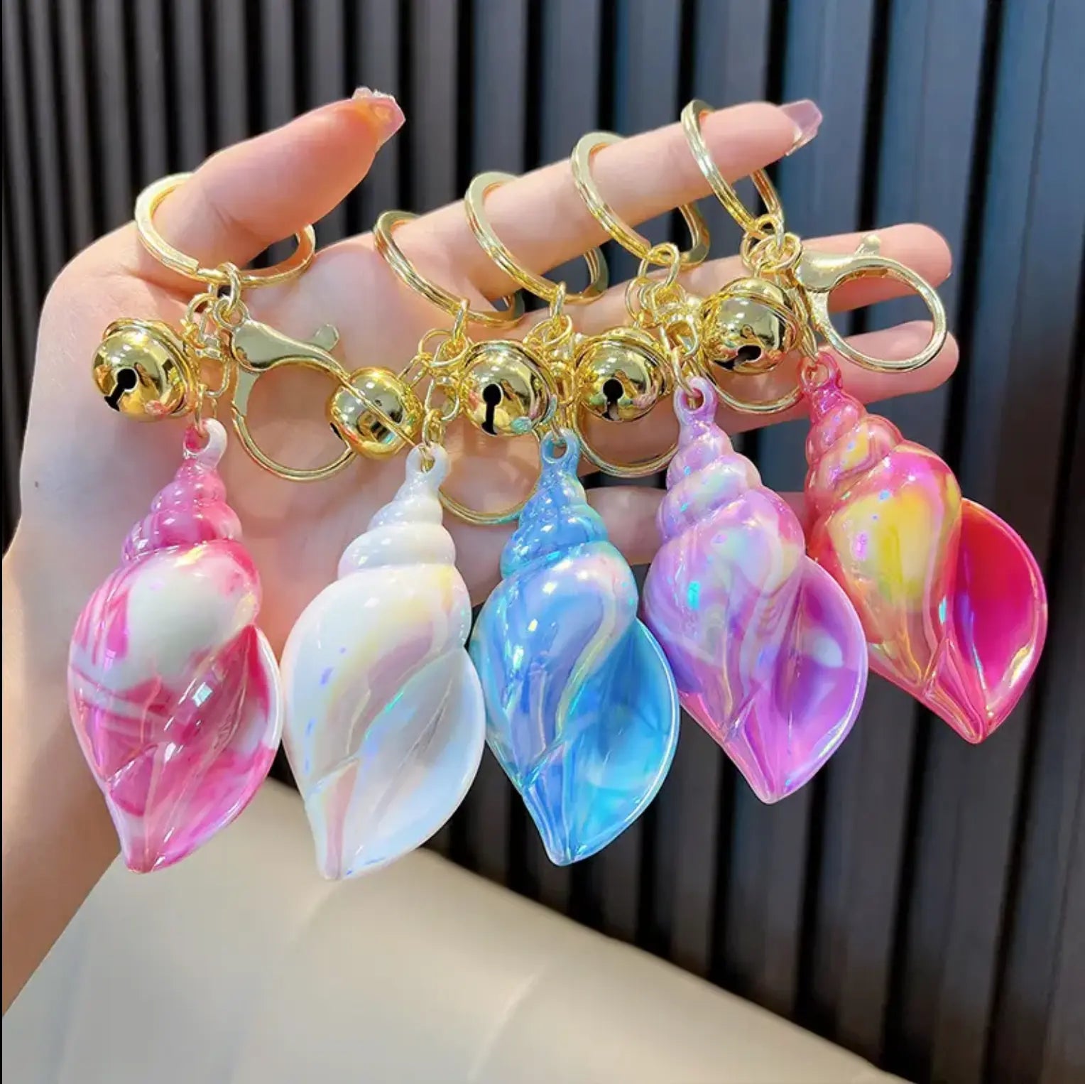 HOT Acrylic Shell Conch Scallop Pendant Keychain Romantic Seashells Keyc - Fendiz
