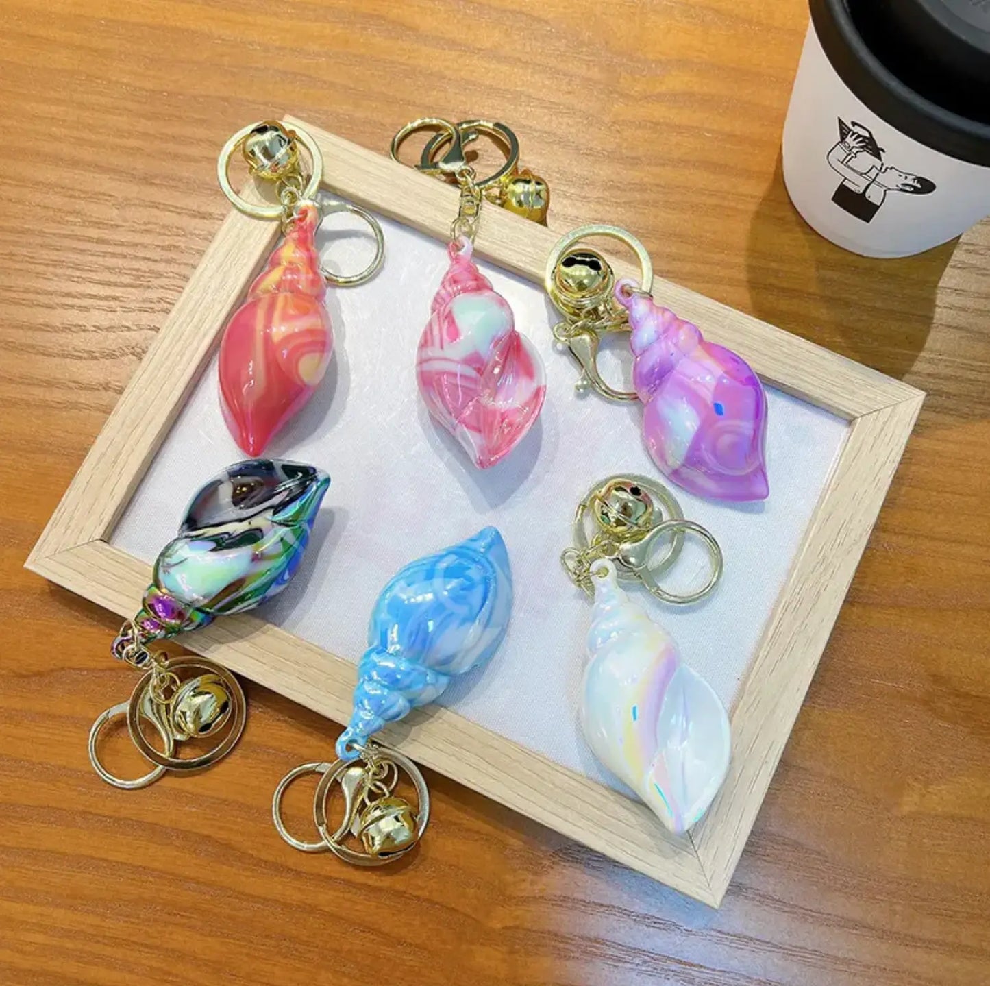 HOT Acrylic Shell Conch Scallop Pendant Keychain Romantic Seashells Keyc - Fendiz