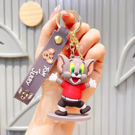 Cat and Mouse Skateboard Keychains Metal Alloy Light Pendant Car Bag Accessories - Fendiz