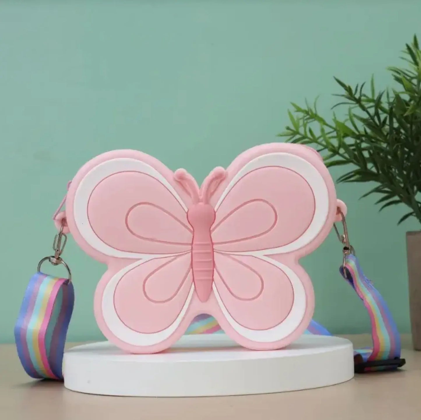 New Cute Kid Kawaii Girl Mini Small Butterfly Silicone Round Coin Wallet Pouch Purse With Zipper - Fendiz