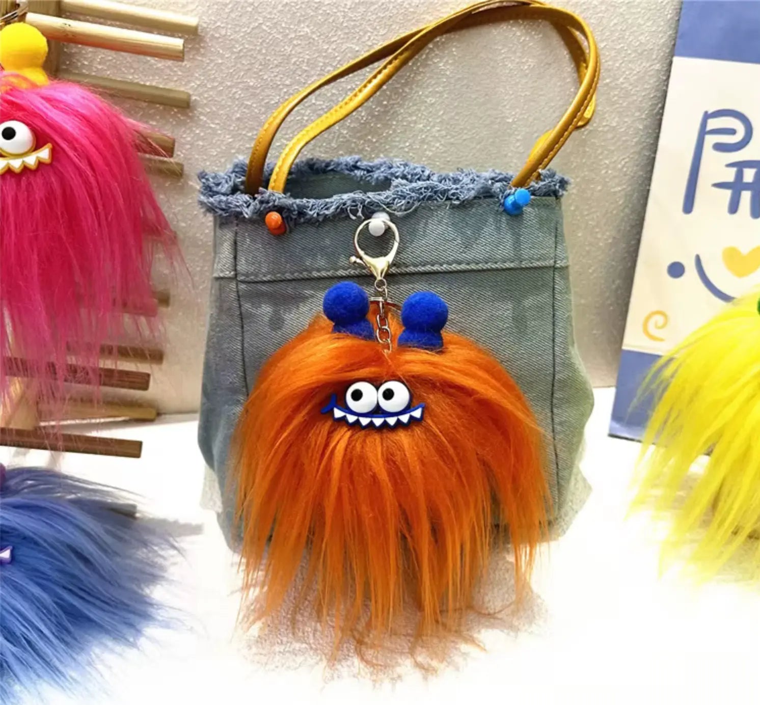 New Cute Stars Cute Cartoon Monster Plush Keychain Monster Plush Toy Doll Sausage Creative Ugly Plush Doll Fendiz