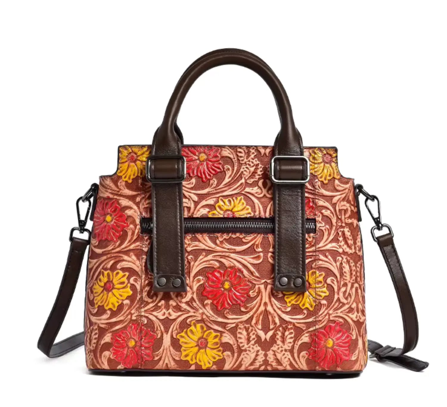 New Fendiz Genuine Leather Handbag  Handmade Vintage Satchel Retro Cowhide Crossbody Purse Hobo Bags Fendiz