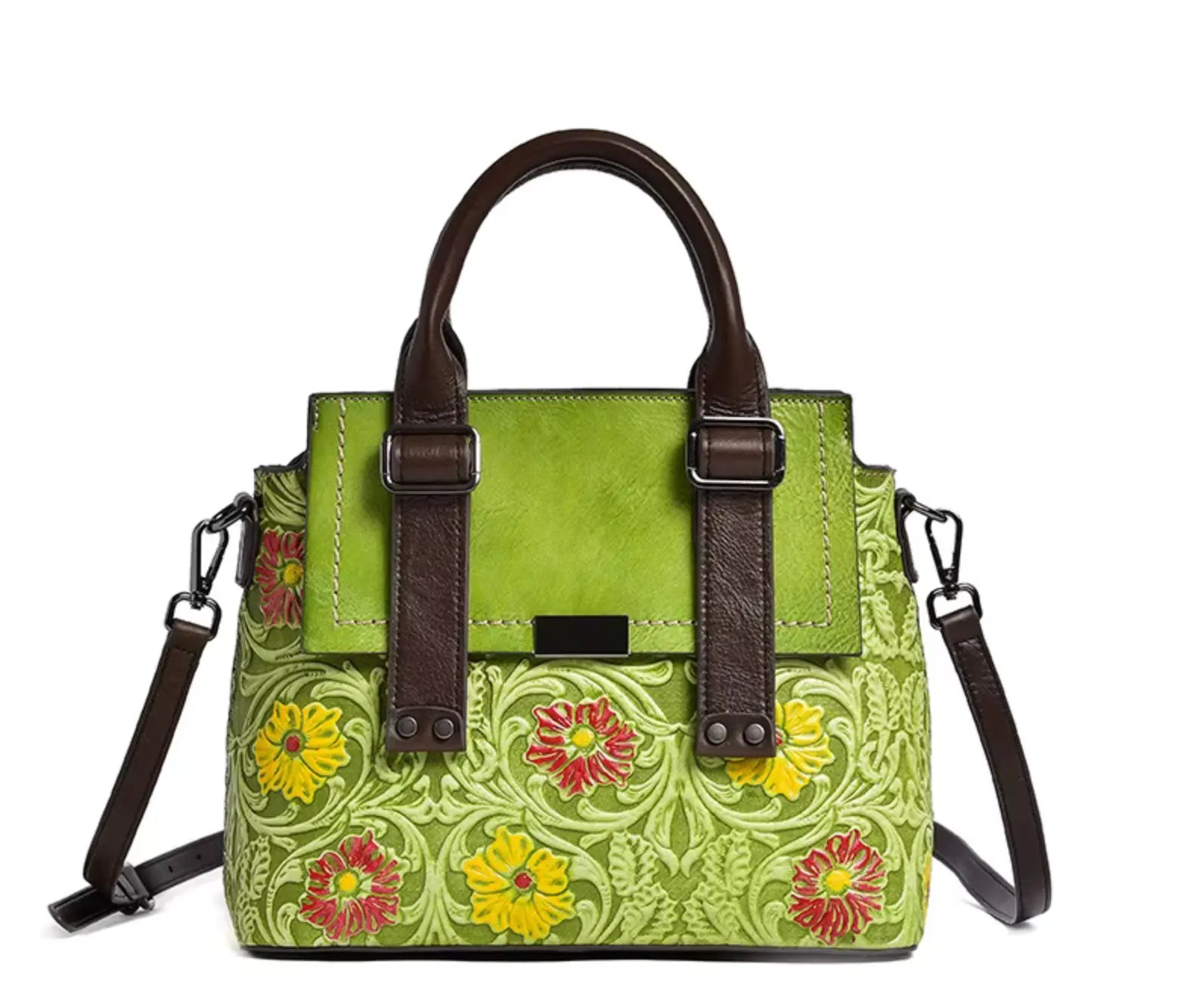 New Fendiz Genuine Leather Handbag  Handmade Vintage Satchel Retro Cowhide Crossbody Purse Hobo Bags Fendiz