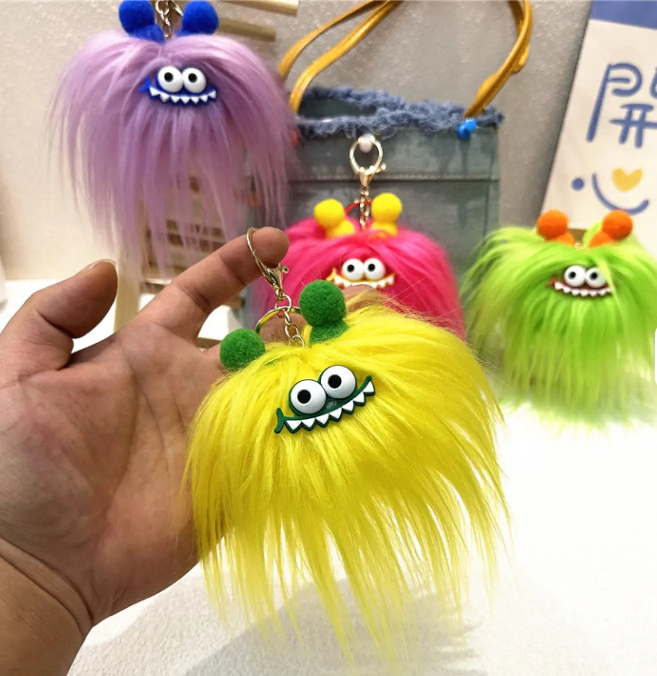 New Cute Stars Cute Cartoon Monster Plush Keychain Monster Plush Toy Doll Sausage Creative Ugly Plush Doll Fendiz