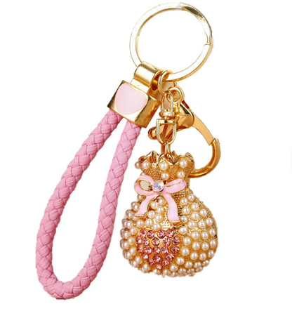 Fendiz Cute Creative Alloy Crystal Heart Shape Keychain