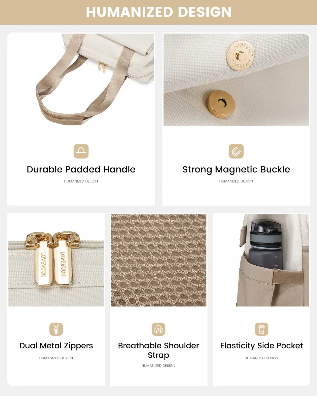 New Fendiz Lovevook Backpack for Women, 15.6 Inch Work Laptop Bag with USB Port, Waterproof Travel Computer Backpack with Organizer Bag