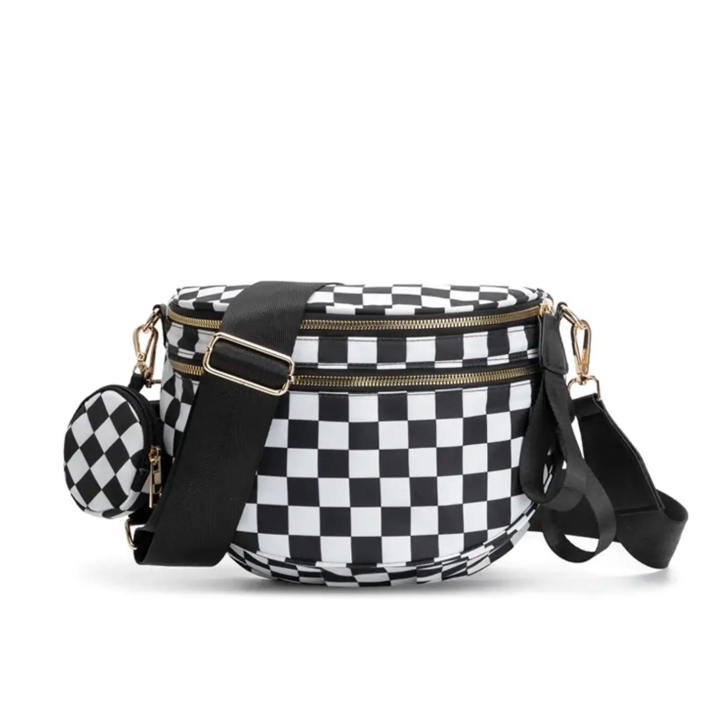 fashionable fanny pack Belt Bum Bag Double Zipper Fanny Pack Plaid Sling Bags