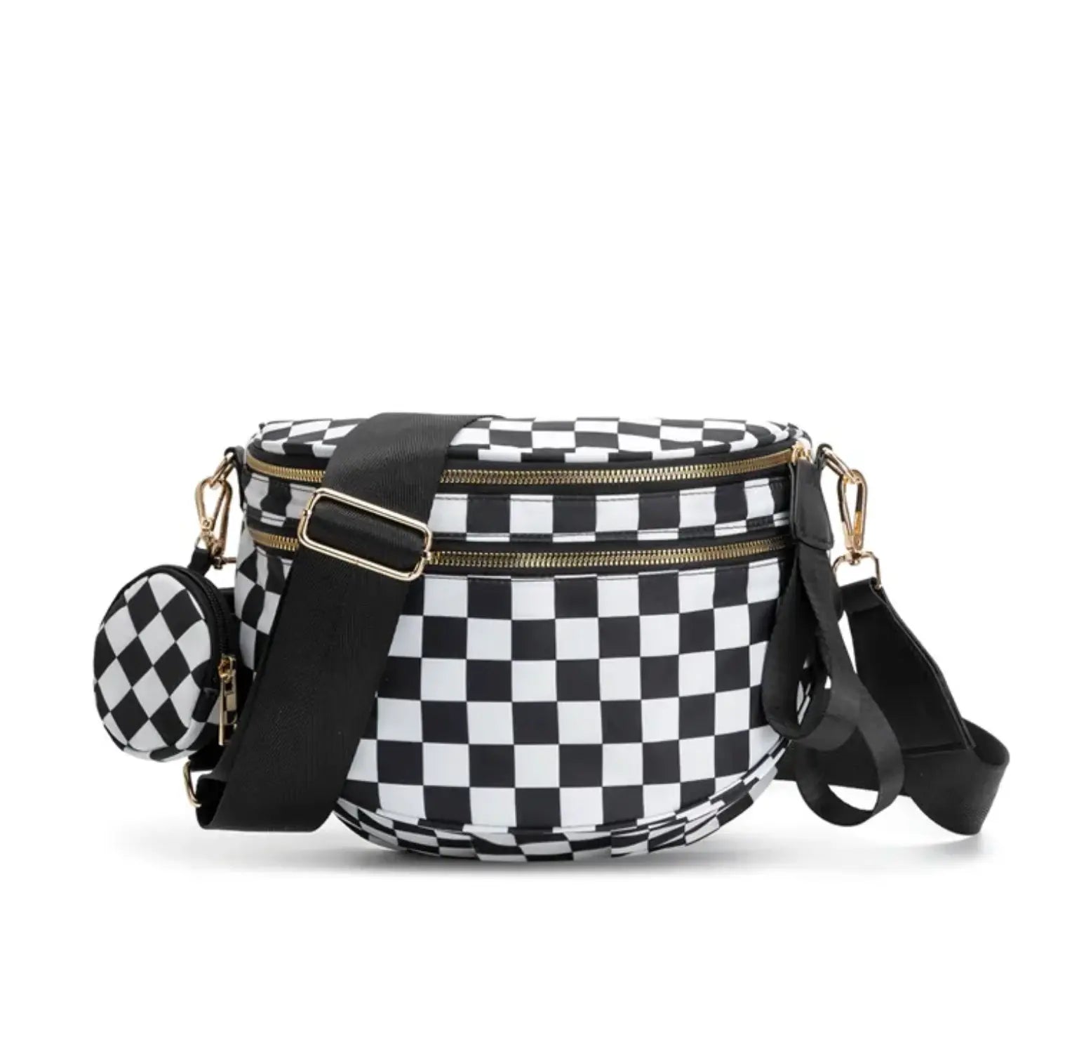 fashionable fanny pack Belt Bum Bag Double Zipper Fanny Pack Plaid Sling Bags