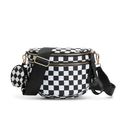 fashionable fanny pack Belt Bum Bag Double Zipper Fanny Pack Plaid Sling Bags