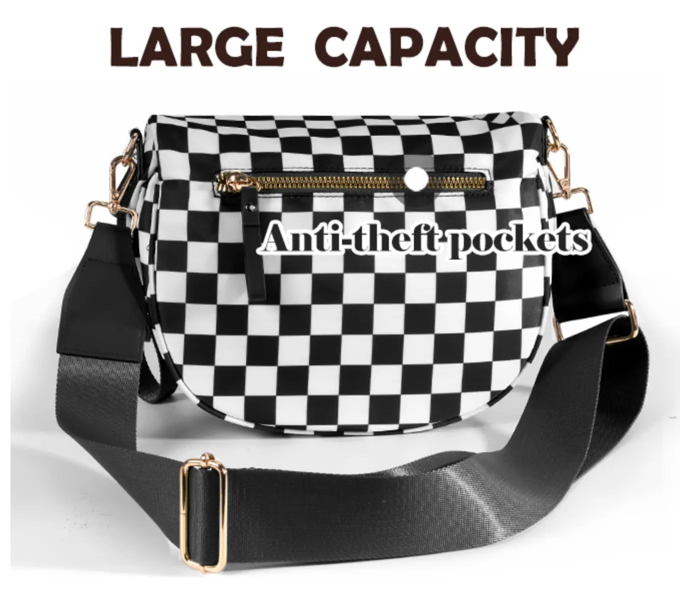 fashionable fanny pack Belt Bum Bag Double Zipper Fanny Pack Plaid Sling Bags