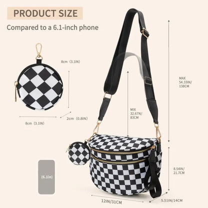 fashionable fanny pack Belt Bum Bag Double Zipper Fanny Pack Plaid Sling Bags